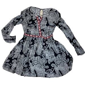 Xhilaration BOHO Paisley Long Sleeve Mini Dress Embroidered Beaded Sz M #277K